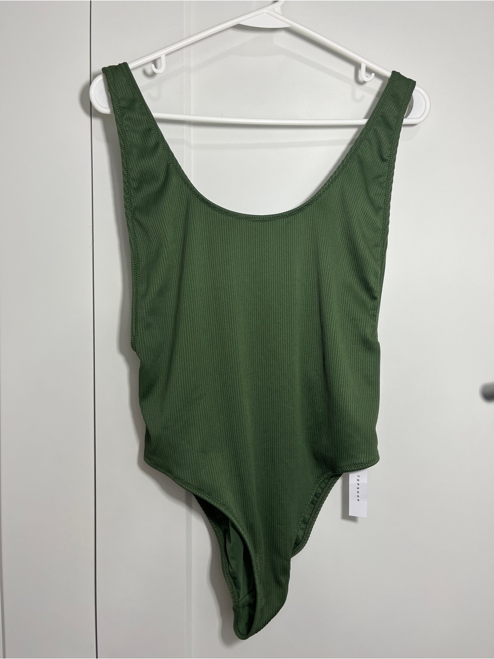 New Topshop Size 8 Green Ribbed Bodysuit